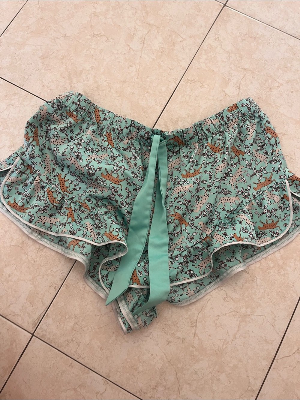 Victoria s secret Mint Green Floral Tiger Print Lounge Shorts